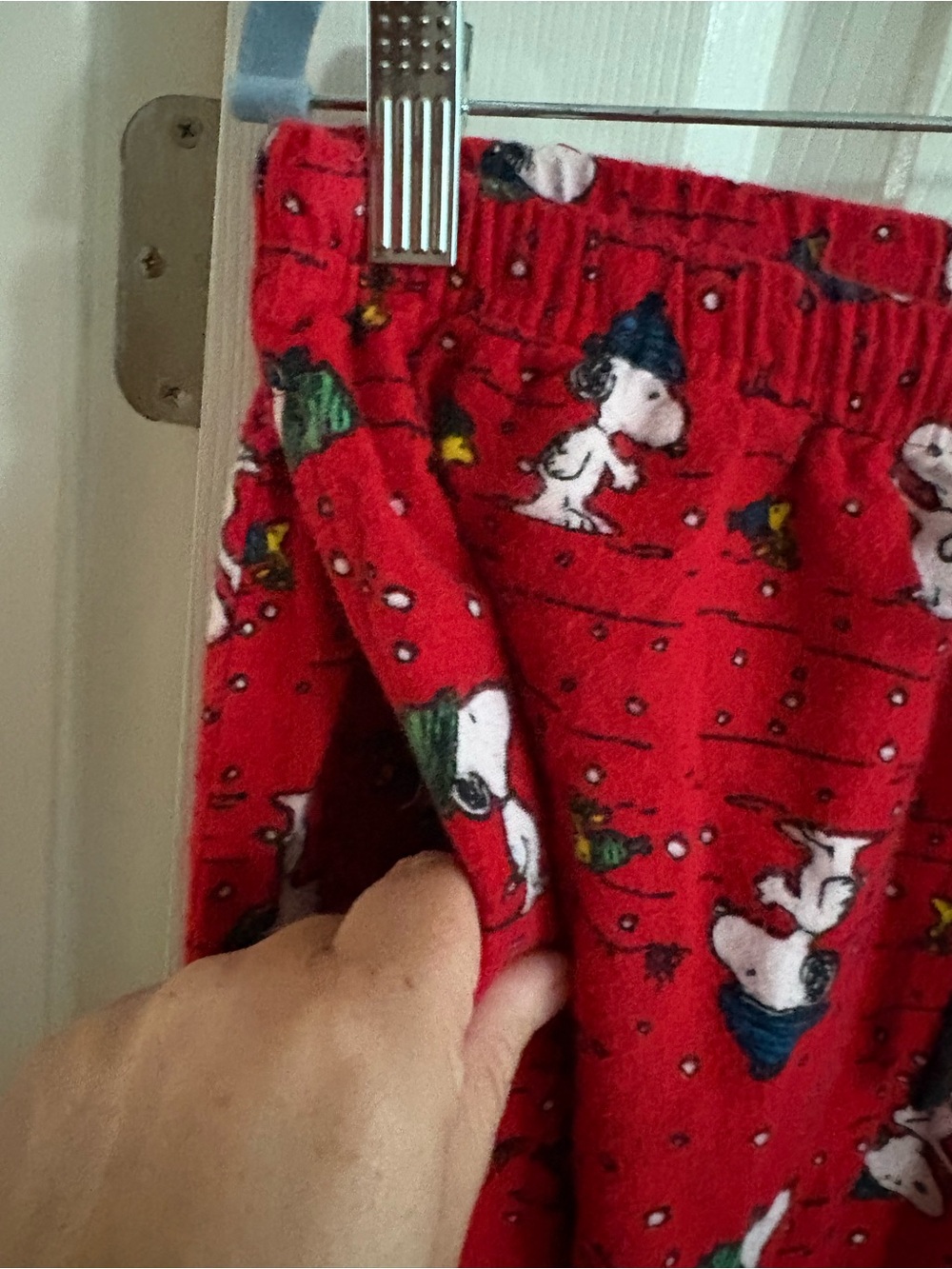 Peanuts Snoopy pajama set winter comfy cozy soft red sleepwear L - Picture 5 of 5